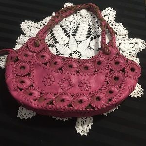 Pink and Tan Western Style Bag Braided Straps